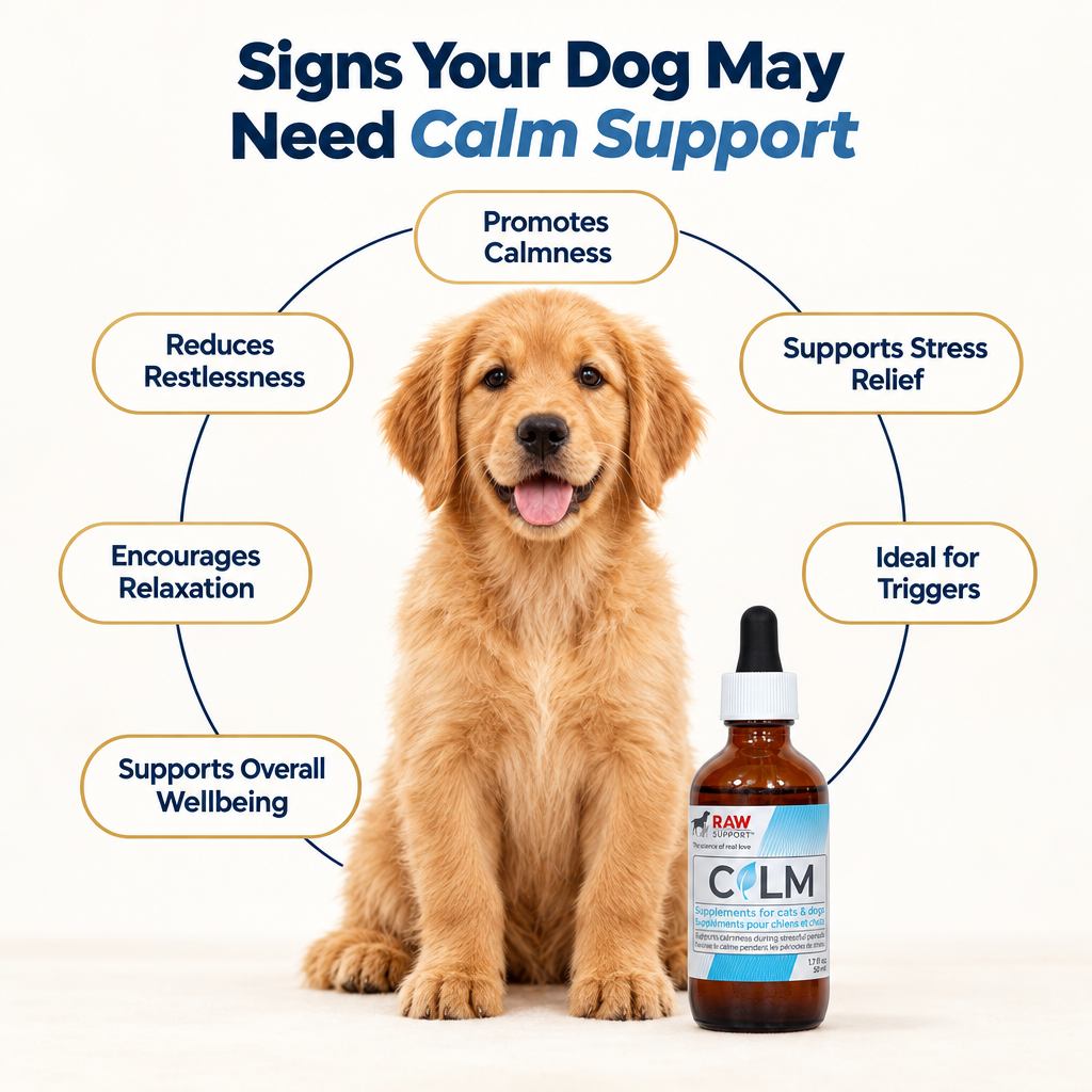 RAW Support Calm liquid calming supplement — why Veltor Pets chose this herbal dog and cat calming formula