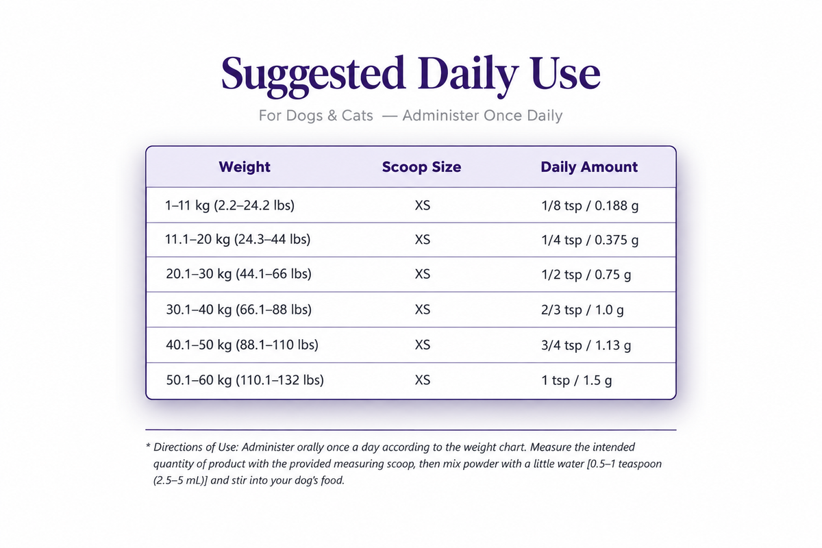 RAW Support Motility Dosing Chart — 3D Floating Card