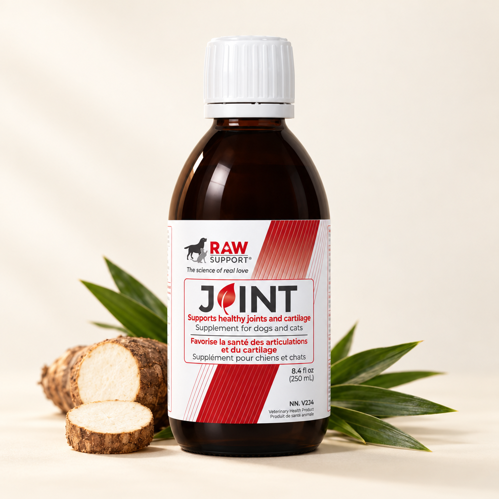 RAW Support Motility bottle with yucca root — natural joint and digestive supplement for dogs and cats